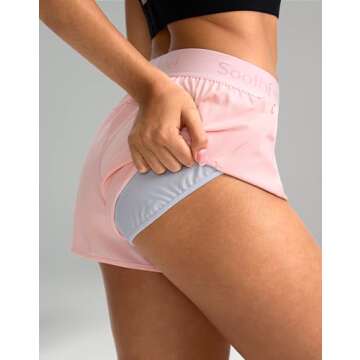 Soothfeel Women's Running Athletic Shorts with Zipper Pocket 3" Quick Dry Gym Workout Shorts for Women with Liner (Light_Pink,M)