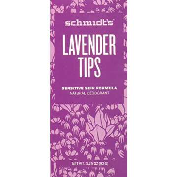Schmidt's Natural Deodorant for Sensitive Skin - Lavender Tips, 3.25 ounces. Stick for Women and Men