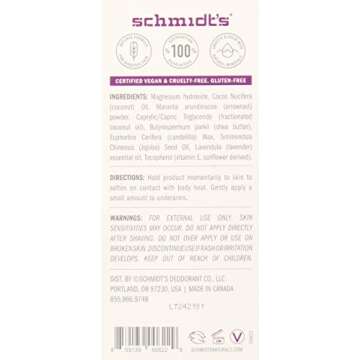 Schmidt's Natural Deodorant for Sensitive Skin - Lavender Tips, 3.25 ounces. Stick for Women and Men