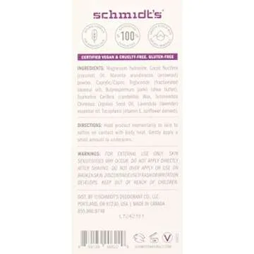 Schmidt's Natural Deodorant for Sensitive Skin - Lavender Tips, 3.25 ounces. Stick for Women and Men