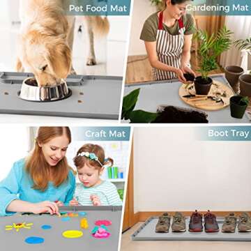 XDS 34''x22'' Cut to Fit Under Sink Mats,Silicone Under Sink Liner for Kitchen Cabinets, Preventing Drips, Leaks, Spills (Light Gray)