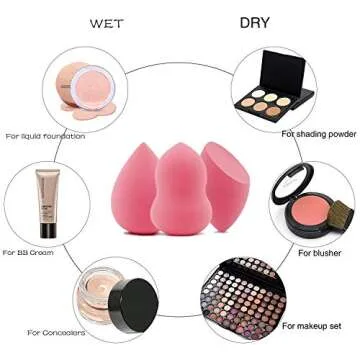 Onwon Makeup Blender Sponge 3 Pcs Set - Beauty Sponge Foundation Blending Sponge with Egg Sponge Blending Holder Stand, Flawless for Liquid & Creams & Powers