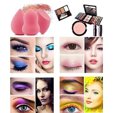 Onwon Makeup Blender Sponge 3 Pcs Set - Beauty Sponge Foundation Blending Sponge with Egg Sponge Blending Holder Stand, Flawless for Liquid & Creams & Powers