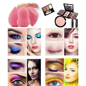 Onwon Makeup Blender Sponge 3 Pcs Set - Beauty Sponge Foundation Blending Sponge with Egg Sponge Blending Holder Stand, Flawless for Liquid & Creams & Powers