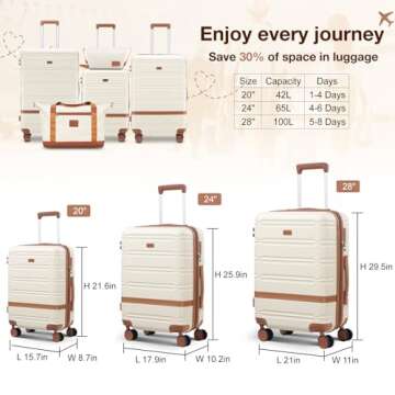 NEISIA Luggage Sets 3 Piece, Suitcases with Wheels, Hardshell Suitcase Set, PC+ABS Carry on Luggage Set with TSA Lock, Travel Luggage (Black)