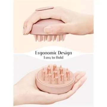HEETA Hair Scalp Massager for Hair Growth, Shampoo Brush, Scalp Exfoliator with Soft Silicone Bristles, Scalp Scrubber for Dandruff Removal to Relieve Stress, Wet Dry Hair, Updated Material, Pink