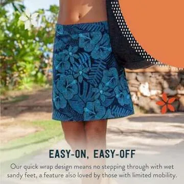 RipSkirt Hawaii Length 2 - Wrap Skirt for Women - Quick Dry Swim Cover-Up with Side Pocket - Lightweight for Beach and Travel and Casual Wear (Maui Moonlight, S 4-6)