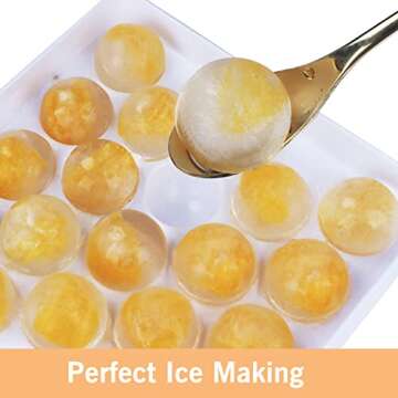 WIBIMEN Round Ice Cube Trays, Ice Ball Maker Mold for Freezer, Circle Ice Cube Tray Making 1in X 99PCS Sphere Ice Chilling Cocktail Whiskey Tea & Coffee(3Pack White Ice trays & Ice Bin & Ice tong)