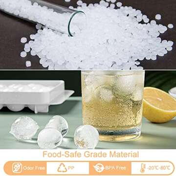 WIBIMEN Round Ice Cube Trays, Ice Ball Maker Mold for Freezer, Circle Ice Cube Tray Making 1in X 99PCS Sphere Ice Chilling Cocktail Whiskey Tea & Coffee(3Pack White Ice trays & Ice Bin & Ice tong)