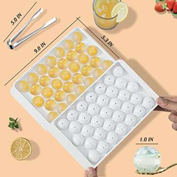 WIBIMEN Round Ice Cube Trays, Ice Ball Maker Mold for Freezer, Circle Ice Cube Tray Making 1in X 99PCS Sphere Ice Chilling Cocktail Whiskey Tea & Coffee(3Pack White Ice trays & Ice Bin & Ice tong)