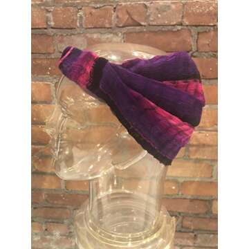 Extra Large 'Snug Fit' Headband Hair Scarf No Slip Cotton & Elastic Bright Purple Hot Pink Fuscia