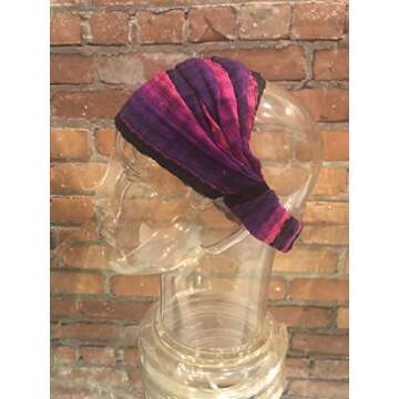 Extra Large 'Snug Fit' Headband Hair Scarf No Slip Cotton & Elastic Bright Purple Hot Pink Fuscia