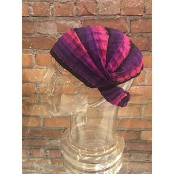 Extra Large 'Snug Fit' Headband Hair Scarf No Slip Cotton & Elastic Bright Purple Hot Pink Fuscia