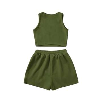 SweatyRocks Women's Suit Two Piece Outfits Sleeveless Crop Cami Top and Shorts Set