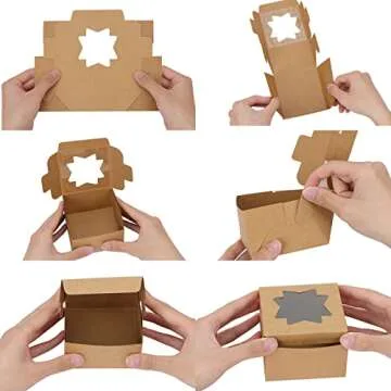 Moretoes Bakery Boxes for Pastries - 50 Pcs Kraft Paper