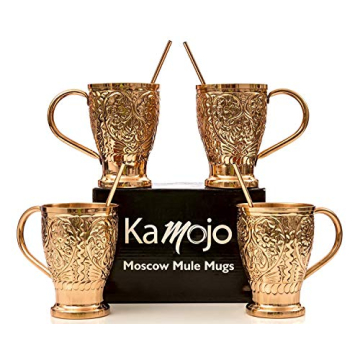 Kamojo Moscow Mule Copper Mugs Set for Cocktails