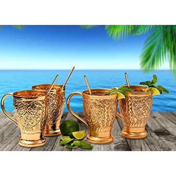 Kamojo Moscow Mule Copper Mugs Set for Cocktails