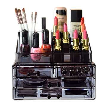 Ikee Design Jewelry and Makeup Organizer Set - Translucent Gray