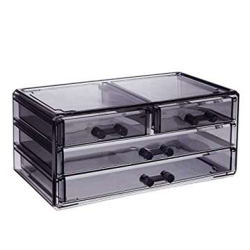 Ikee Design Jewelry and Makeup Organizer Set - Translucent Gray
