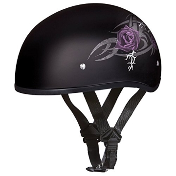 Daytona HELMETS Half Helmet Skull Cap - Purple Rose DOT Approved