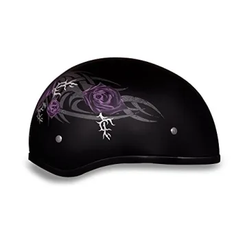 Daytona HELMETS Half Helmet Skull Cap - Purple Rose DOT Approved