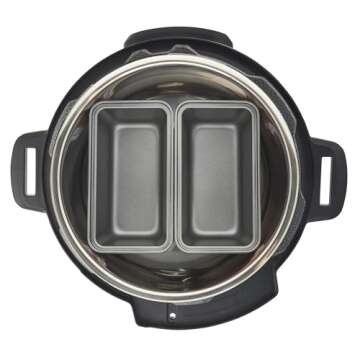 Instant Pot Official Non-Stick Mini Loaf Pans, Set of 2, Versatile for Meatloaf, Lasagna, Desserts, Compatible with 6-Quart and 8-Quart Cookers, Easy Cleanup, Gray