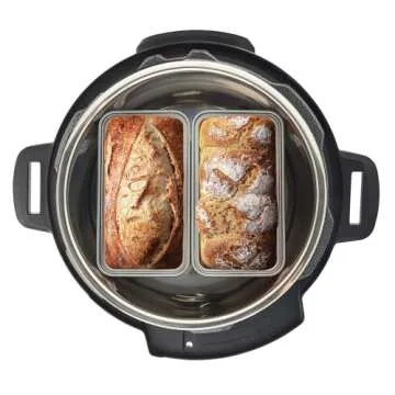 Instant Pot Official Non-Stick Mini Loaf Pans, Set of 2, Versatile for Meatloaf, Lasagna, Desserts, Compatible with 6-Quart and 8-Quart Cookers, Easy Cleanup, Gray