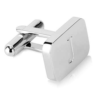 Personalized 18K White Gold Initial Engraved Cufflinks
