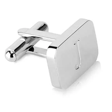 Personalized 18K White Gold Initial Engraved Cufflinks