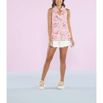 Mud Pie Women's Jeanette Flounce Top Pink