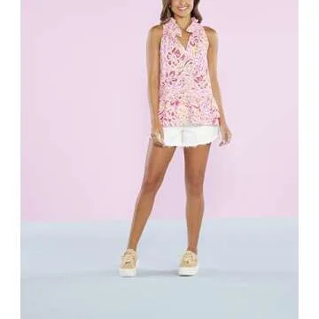 Mud Pie Women's Jeanette Flounce Top Pink