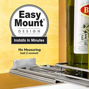 LYNK PROFESSIONAL® Pull Out Spice Rack Organizer for Inside Kitchen Cabinets - 8-1/4 inch Wide - Slide Out Drawer – Chrome Sliding Spice Cabinet Organization Shelf Racks - 1 Tier