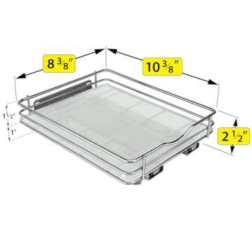 LYNK PROFESSIONAL® Pull Out Spice Rack Organizer for Inside Kitchen Cabinets - 8-1/4 inch Wide - Slide Out Drawer – Chrome Sliding Spice Cabinet Organization Shelf Racks - 1 Tier