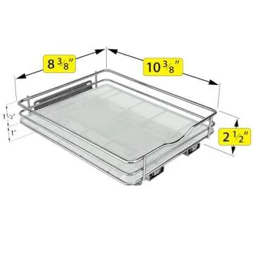 LYNK PROFESSIONAL® Pull Out Spice Rack Organizer for Inside Kitchen Cabinets - 8-1/4 inch Wide - Slide Out Drawer – Chrome Sliding Spice Cabinet Organization Shelf Racks - 1 Tier