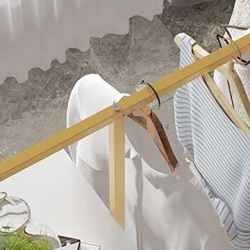 HOMEKAYT Gold Clothing Rack with Shelves Heavy Duty Garment Rack 4-tier Gold Clothes Rack Modern Display Rack for Home, Boutique, Retail- 39''L