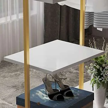 HOMEKAYT Gold Clothing Rack with Shelves Heavy Duty Garment Rack 4-tier Gold Clothes Rack Modern Display Rack for Home, Boutique, Retail- 39''L