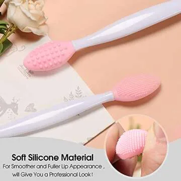 Lip Scrub Brush,Silicone Lip Brush Exfoliating Double-Sided Lip Scrubber Tool, Lightening for Dark and Chap Lips, Exfoliating Brush for a Smoother and Fuller Appearance, Cleaner Lips