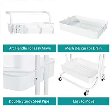 EVITA 3-Tier Rolling Cart for Organization and Mobility