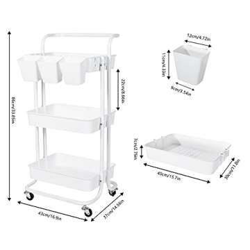 EVITA 3-Tier Rolling Cart for Organization and Mobility