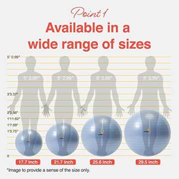 PRIMASOLE Exercise Ball for Balance Stability Fitness Workout Yoga Pilates at Home Office & Gym 45cm...
