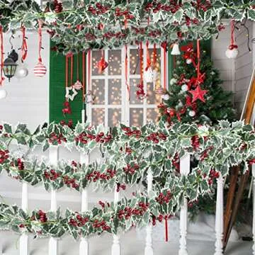 Whaline 2Pcs Christmas Artificial Garland for Festive Decor