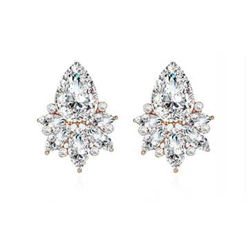 FENBORY Elegant Rhinestone Earrings - Crystal Drop Design for Bridal & Special Occasions