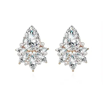 FENBORY Elegant Rhinestone Earrings - Crystal Drop Design for Bridal & Special Occasions