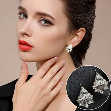 FENBORY Rhinestone Cluster Drop Earrings for Women