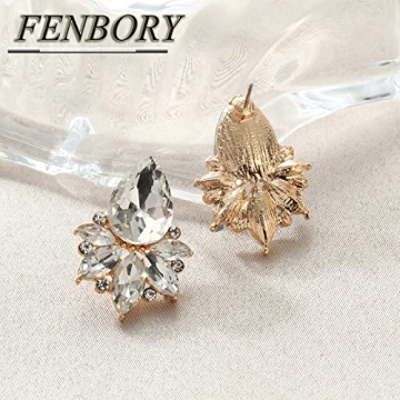 FENBORY Rhinestone Cluster Drop Earrings for Women