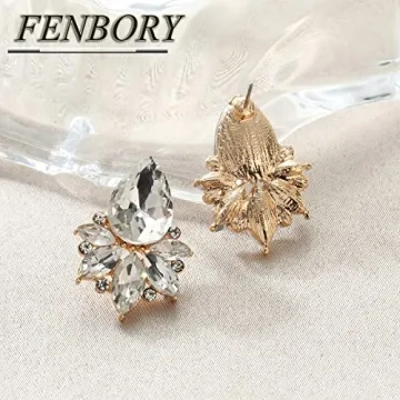 FENBORY Rhinestone Cluster Drop Earrings for Women