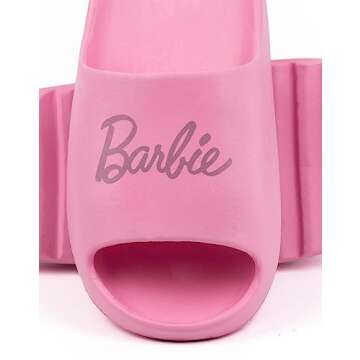 Barbie Women's Logo Sandals | Slip-On Summer Fashion | Fun Footwear