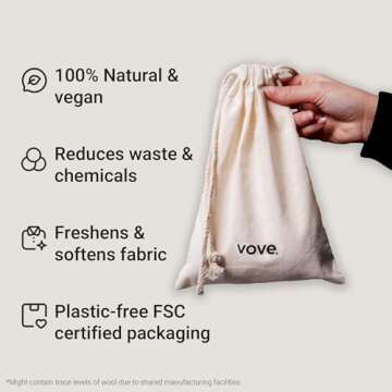 Vove | Natural Hemp Dryer Balls | 5x More Absorbent Than Wool | Cruelty-free, Hypoallergenic & Eco-Friendly | Reduces Clothing Wrinkles and Saves Drying Time | Pack of 6 |