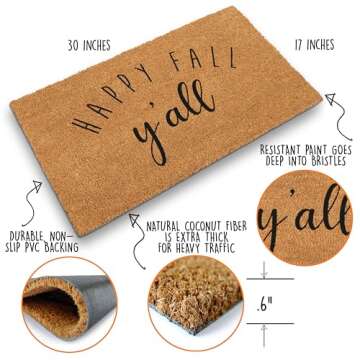 MAINEVENT Happy Fall Yall Doormat 30x17 Inch, Fall Doormat, Happy Fall Yall Door Mat, Happy Fall Yall Welcome Mat, Fall Outdoor Mat, Happy Fall Yall Outdoor Mat, Happy Fall Welcome
