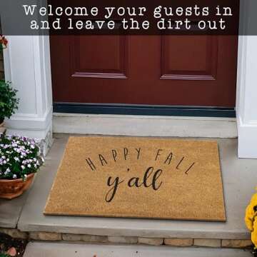 MAINEVENT Happy Fall Yall Doormat 30x17 Inch, Fall Doormat, Happy Fall Yall Door Mat, Happy Fall Yall Welcome Mat, Fall Outdoor Mat, Happy Fall Yall Outdoor Mat, Happy Fall Welcome